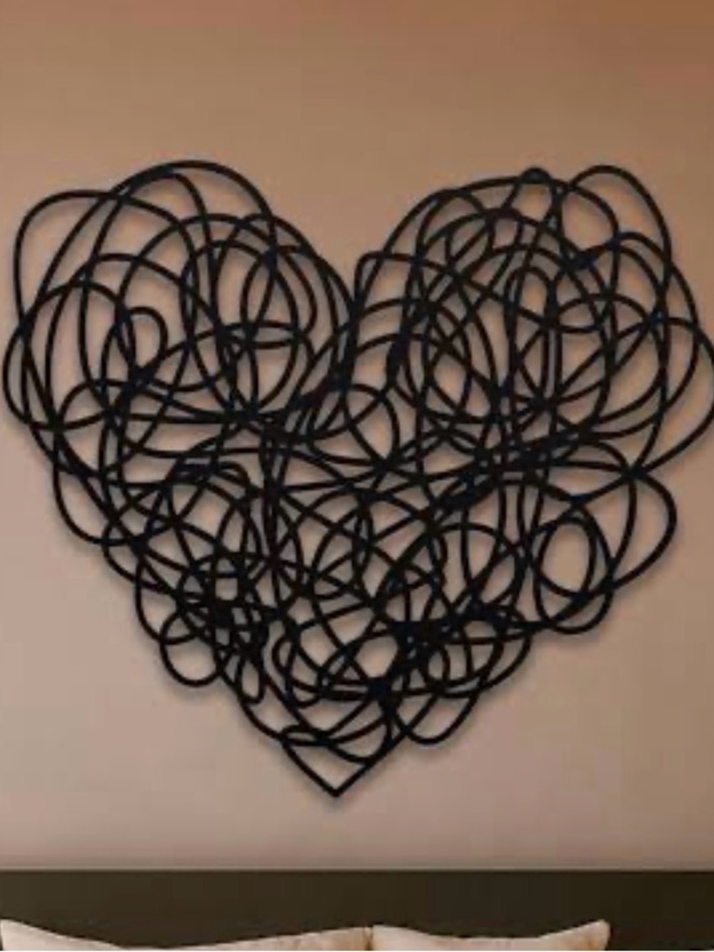 Black Scribble Heart Wall Art - Modern Heart Metal Wall Decor